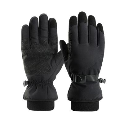 【CW】 Men Warm Ski Gloves Fleece Lined Thickened Windproof Non slip Cycling