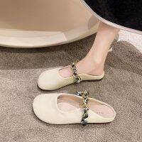 Baotou half slippers for women for outer wear 2022 spring and summer new fashion Muller French flat shoes ins sandals 【JYUE】