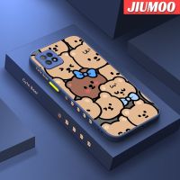 เคส JIUMOO สำหรับ OPPO A72 5G A73 5G A53 5G ลายการ์ตูนโบว์หูกระต่ายหมีบางขอบสี่เหลี่ยมด้านข้างดีไซน์ใหม่มีน้ำค้างแข็งโปร่งใสกันกระแทกเคสมือถือแข็งปลอกซิลิโคนคลุมทั้งหมดกล้องป้องกันนุ่ม