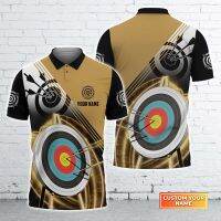 Mens custom name short sleeve T-shirt, 3D printed archery athlete sports Polo shirt, summer team uniform