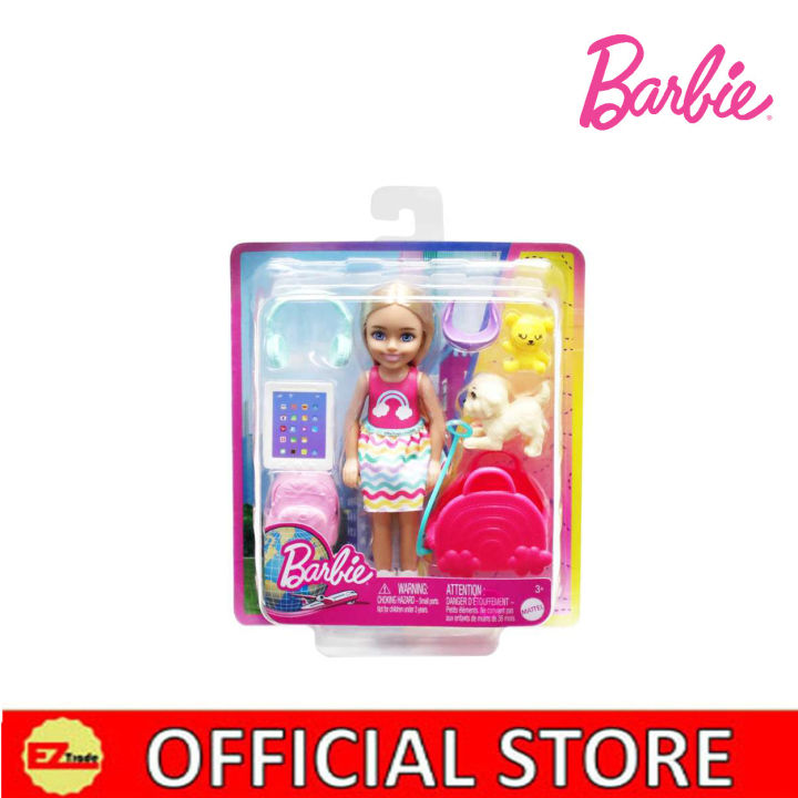 Barbie Chelsea Doll and Accessories, Small Doll Travel Set with Puppy and 6  Pieces 