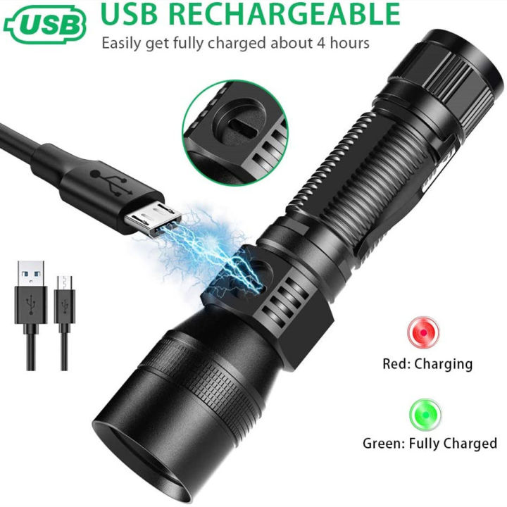 usb-ไฟฉายแบบชาร์จแสงอัลตราไวโอเลต-แสงสีแดง-uv-สดใสกันน้ำ-7-ฟังก์ชั่น-cob-ไฟฉาย