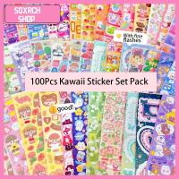 SQXRCH SHOP 100Pcs Kpop วงแหวน ชุดสติ๊กเกอร์แพ็ค คาวาอิ กาวติดแน่น สติกเกอร์เลเซอร์น่ารัก กันน้ำกันน้ำได้ วัสดุดีไอวาย สติกเกอร์เกาหลี DIY อุปกรณ์ตกแต่งเครื่องเขียน