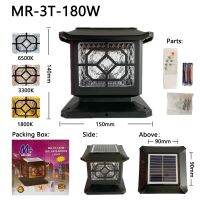 โคมหัวเสารูปบ้านญี่ปุ่น LED 180W แสง3สเต็ป โซล่าเซลล์ สีเดย์,สีคูล(MR-3T-180W)