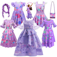 Encanto Cosplay Costume Girl Dress For Carnival Halloween Princess Party Clothes Flower Dress Girl Isabela Madrigal Dress