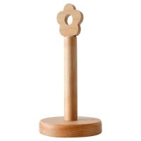 Beech Wood Paper Roll Holder,Stand Natural Wood Paper Towel Holder for Kitchen,Bathroom&amp;Living Room(Flower)