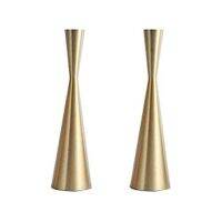 2Pcs Brass Gold 9 Inch Taper Candlesticks Candleholder Vintage Mid-Century Modern Candlestick Home Cabin Lodge Table