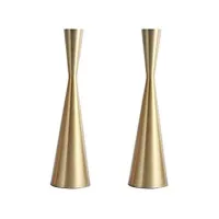 2Pcs Brass Gold 9 Inch Taper Candlesticks Candleholder Vintage Mid-Century Modern Candlestick Home Cabin Lodge Table