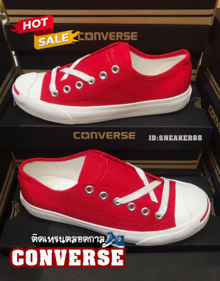 รองเท้าConverse Jack สวยแท้100%☑️ สีแดง รองเท้าผ้าใบผู้ชายและผู้หญิง ติดเทรนตลอดกาล