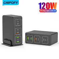 ชิป120W USB C ซูเปอร์ที่ชาร์จความเร็วสูง6-พอร์ต PD 65W โทรศัพท์ PPS45W แล็ปท็อป USB-C แท่นชาร์จสำหรับ MacBook Pro/air ที่ชาร์จยูเอสบีipad iPhone 14 13 Samsung Galaxy Pixel