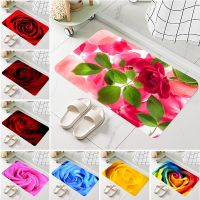 Brilliant Romantic  Roses  Print  Doormat for Bathroom Kitchen Entrance Rugs Home Decor Anti Slip Floor Carpet 60x40cm