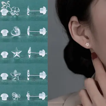 Clear Plastic Stem Rubber Anti-Allergy Ear Stud Replacement Earring  Accessories Protect Ears From Ear Hole Blockage