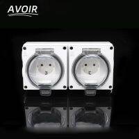 ۩ Avoir IP66 DE/RU/ES Standard Plug Switch Socket Weatherproof Waterproof And Dustproof Case Outdoor Wall Outlet Safety 16A