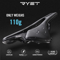 RYET อานจักรยานคาร์บอนเต็มซุปเปอร์ไลท์จักรยานแข่งอานจักรยานเสือหมอบ110G 7X9Mm รางคาร์บอน Superflow Bantal Kursi จักรยานถนน