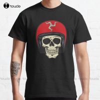 Isle Of Man Motorcycle Skull Racer Classic T-Shirt T-Shirt Dress Custom Gift Breathable Cotton Xs-5Xl Streetwear All Seasons Tee