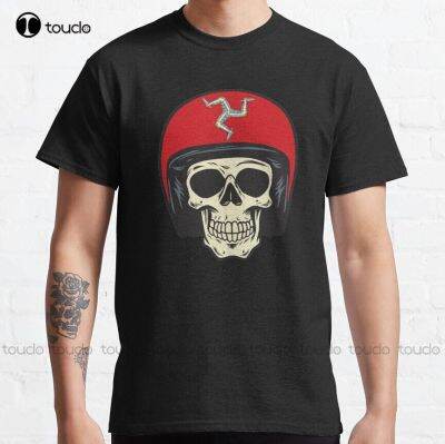 Isle Of Man Motorcycle Skull Racer Classic T-Shirt T-Shirt&nbsp;Dress Custom Gift&nbsp;Breathable Cotton Xs-5Xl Streetwear All Seasons Tee