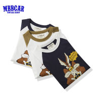 MBBCAR 2023ใหม่ฤดูร้อนของผู้ชายเสื้อยืดแบบสวมหัวแขนเสื้อแร็กแลนลายสัตว์คลั่งไคล้ขี่มอเตอร์ไซค์เสื้อคอกลมสีกากีพิมพ์ลาย