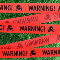 ☈ 2pcs 5Mx8.5CM Halloween Warning Tape Signs Halloween Props Danger Warning Line New Isolation Belt Sign Halloween Decoration