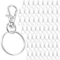 120 Rotating Snap Hooks with Key Ring, Metal Lobster Claw Clasp, Handmade Key Ring