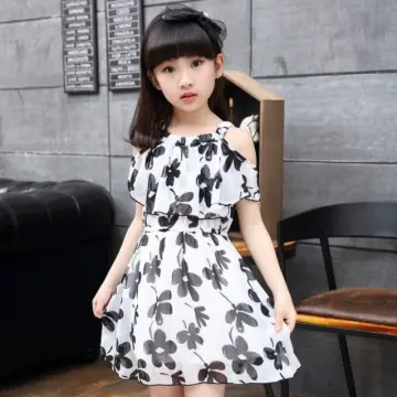 Kids Super Soft Bow Tie Shoulder Slip Fashion Dress (6-10 Yrs)