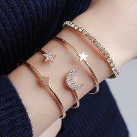 COD SDGREYRTYT 4pcs/set Bracelet Korea Fashion Star Moon Berlian Glossy Heart Star Bangle