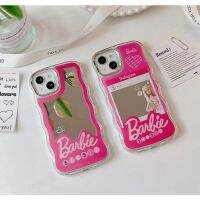 ตุ๊กตาบาร์บี้เคสโทรศัพท์กระจกแต่งหน้าเข้ากันได้กับเคส IPhone11 14 13 12ฝาหลังป้องกันการตก