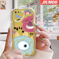 เคส JIUMOO สำหรับ Realme C2 C2S เคส A1K OPPO เคสใสกันกระแทกป้องกันเลนส์กล้องกราฟฟิตีลายการ์ตูนสัตว์ประหลาดเนื้อครีมคลื่นขอบซิลิโคนเนื้อนิ่ม