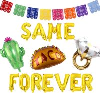 JOLLYBOOM เม็กซิกัน Bachelorette Party ชุดตกแต่ง-Final Fiesta เดียวกัน Taco Forever บอลลูนแบนเนอร์ Taco แหวนเพชร Cactus ฟอยล์บอลลูนเม็กซิกันปาร์ตี้แบนเนอร์ตลกเจ้าสาวหมั้น Party