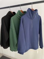 【High Quality】Half Zip Oversize Loose Drop Shoulder Plush Warm Sweater