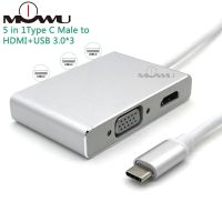 จัดส่งฟรีข้อเสนอที่ดีที่สุด5 In 1ชนิด C ตัวผู้ไปยัง HDMI + VGA + USB 3.0ตัวเมียอะแดปเตอร์วิดีโออะลูมิเนียมอะแดปเตอร์4K 1080P แปลงสำหรับ Macbook