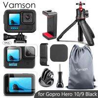 Vamson ก้านไม้เซลฟี่ปุ่มแบบยืดได้ขนาดเล็กสำหรับ Gopro Hero 9 10 Black เคสป้องกันกล้องฝาครอบด้านข้างสำหรับ Go Pro 10 9อุปกรณ์เสริม