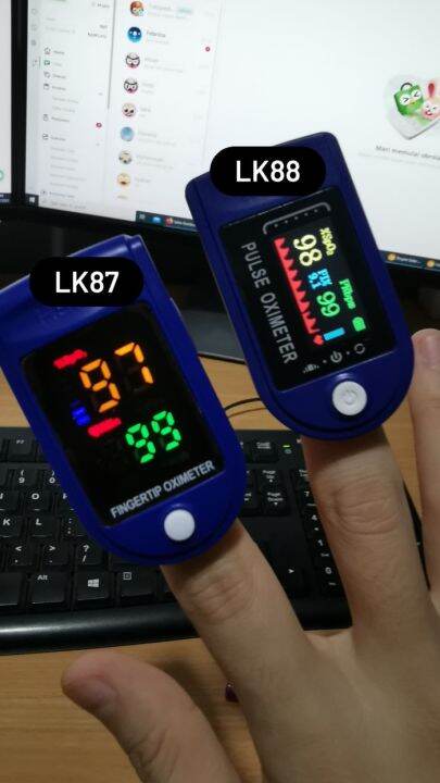 Pulse Oximeter Alat Ukur Kadar Oksigen Darah - LK87+Baterai Oximeter