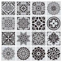 1pc 15*15 Mandala Stencils DIY drawing Laser cut template Wall Stencil Painting for DIY Wood Tiles Fabric Home Decoration Rulers  Stencils