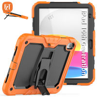 สำหรับ iPad 10th Gen 10.9 "(2022) / A2757 A2696เคสพีซีแท็บเล็ต FZT + กรอบ TPU 2 In 1กันกระแทกขาตั้งในตัวและกระเป๋าสายยาวสะพายไหล่