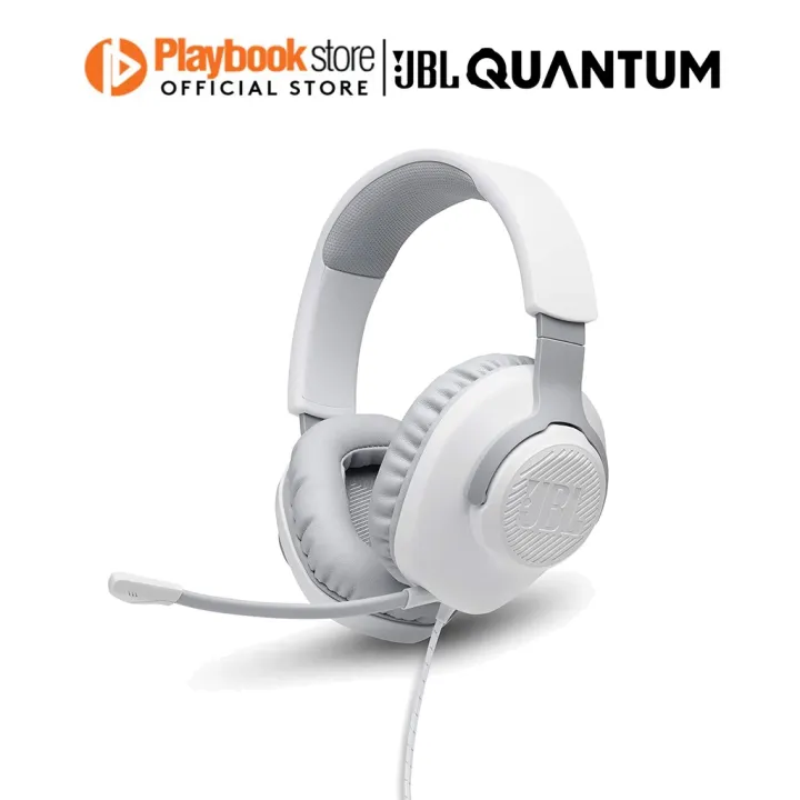 JBL Quantum 100 Overear with Flipup Mic Wired Gaming Headset (White
