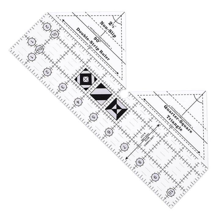 90 Degree Double Strip Quilt Ruler, 10 Inch Acrylic Quilting Triangle