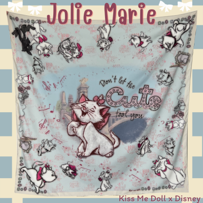 Kiss Me Doll - Disney ลาย Jolie Marie (แมวมารี) ขนาด 100x100 cm.ผ้าพันคอ/ผ้าคลุมไหล่