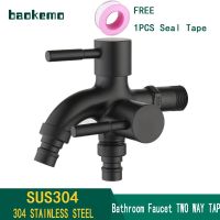 [A Practical] Baokemo สีดำ304สแตนเลส1 In 2 Out Two Way Water Tap เครื่องซักผ้าก๊อกน้ำ Multifunctional