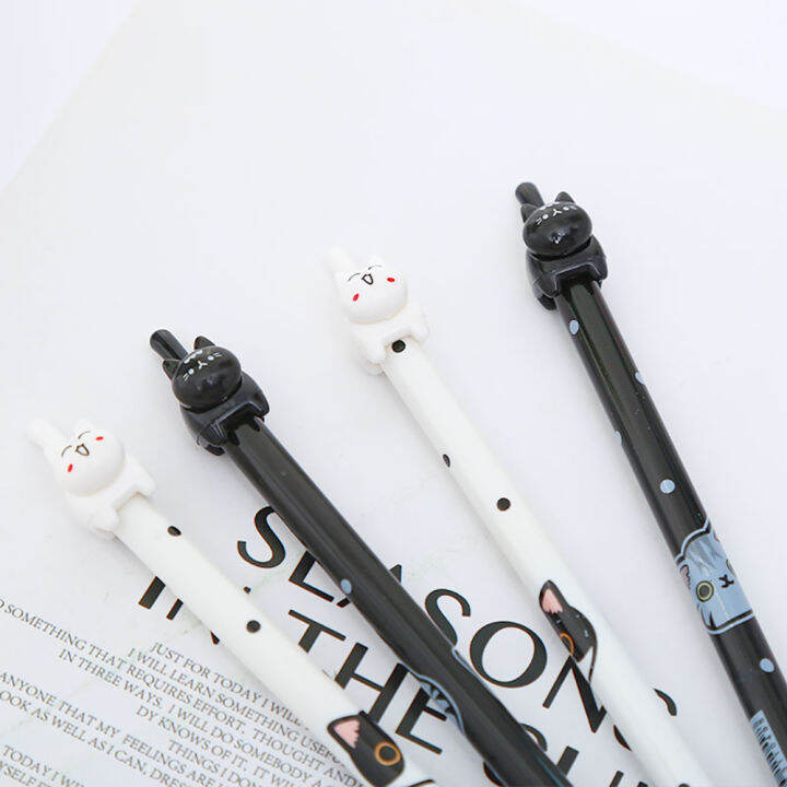 36pcs-korean-funny-black-cat-pens-cute-kawaii-pen-ballpoint-blue-ink-back-to-school-rollerball-cool-stationery-stuff-thing-goods