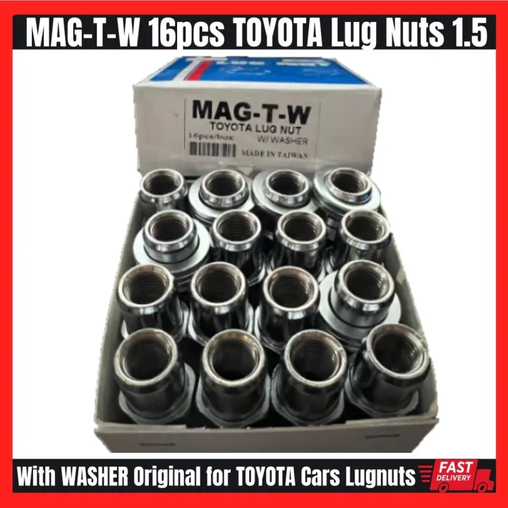 MAGTW 16pcs TOYOTA Lug Nuts 1.5 with WASHER Original for TOYOTA Cars