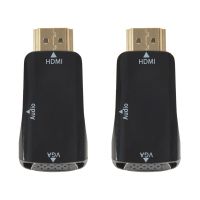 ﹍ 2X 1080P HDMI Male To VGA Female Adapter Video Converter With Audio Output N3 Black