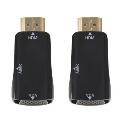 ✓☬ 2X 1080P HDMI Male To VGA Female Adapter Video Converter With Audio Output N3 Black