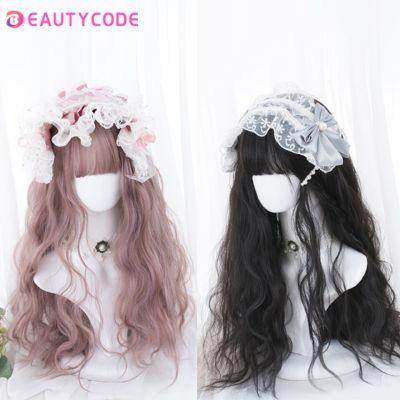 BEAUTY Lolita Synthetic Hair Wigs For Women Long Wave Blonde Black Pink Wig With Bangs Cosplay Halloween High Temperture Fiber