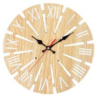 Simple Retro Round Windmill Shape Roman Numeral Wall Clock Modern Design Wall Clock Home Decoration Wood Wall Hanging Table Hanging Decoration Home Decoration