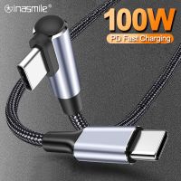 USB 100W Type C ถึง USB C สายเคเบิล90องศาสำหรับ MacBook Pro Xiaomi Samsung ชาร์จเร็ว4.0 PD ชาร์จไวสายวันที่ Type-C