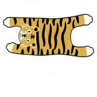 Cute Tiger Printed Rug Cartoon Lovely Leopard Printed Cowhide Faux Skin Leather Nonslip Antiskid Mat Bedroom Office Decor Carpet