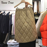 Namou Drane  Autumn and Winter New Warm Quilted Line Prismatic Skirt Female High-waisted Thin Hip Skirt Skirts Womens