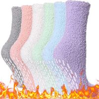 ✢  Harajuku Autumn Winter Womens Anti-slip Socks Thickened Thermal Coral Fleece Floor Socks Soft Candy Colorful Socks Long Socks