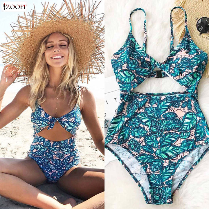 Print Tie High Waist Sexy Bikini Swimwear Two Pieces Swimsuit