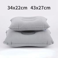 Inflatable Pillow Travel Outdoor Pillow PVC Flocked Pillow Portable Folding Pillowcase Backrest Airplane Head Rest Support Pillows  Bolsters